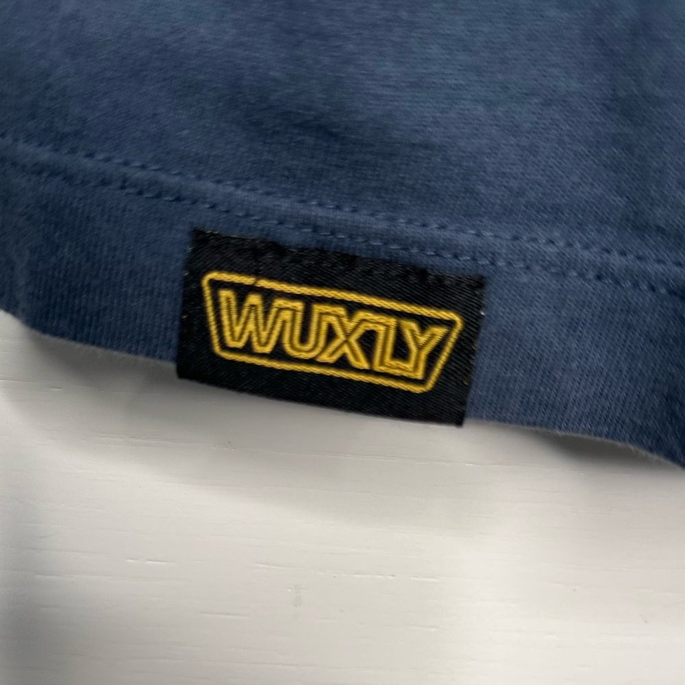 Wuxly XL Organic Cotton T-Shirt Made in Canada Origami Bird Logo Navy Blue - Picture 6 of 14